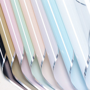 Giấy gói hoa dạng màng thạch trong mờ, viền bạc, chống thấm nước, giấy gói kiểu Hàn Quốc, bán buôn - Product Image 1