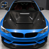 Capot moteur en fibre de carbone brillant pour BMW F80 M3 F82 M4 2014-2019, prise d'air avant ventilée, montage direct