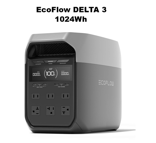 Outdoor Lighting DELTA3 Solar Generator 1800W 1024Wh Portable Power Station With EU Plug