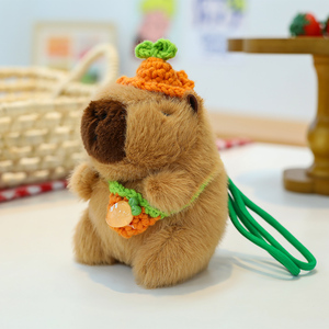 Dễ thương PP bông đầy dệt kim dây Keychain capybara động vật nhồi bông đồ chơi sang trọng phim hoạt hình quà tặng cho cần cẩu trò chơi Claw máy - Product Image 3
