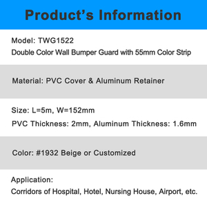 Garde murale au design moderne PVC avec retenue en aluminium Crash Rail Hospital Corridor Wall Protector - Product Image 6