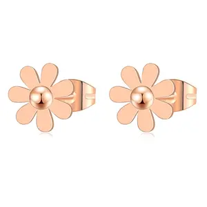 Clous d'oreilles en acier inoxydable avec fleur de marguerite, bijoux unisexe, fabricant chinois, vente en gros