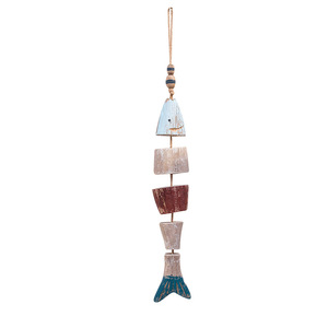 Décoration murale en bois massif style méditerranéen, plusieurs pièces, en pin, forme irrégulière, avec suspension en corde - Product Image 4