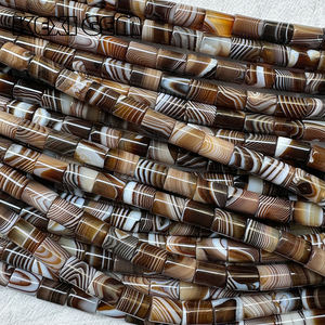 Vendita all'ingrosso 10x14mm caffè Sardonyx tubo perline in pietra naturale a forma di colonna cilindrica sciolto <span class=keywords><strong>marrone</strong></span> a strisce <span class=keywords><strong>agata</strong></span> - Product Image 4