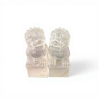 Statue de lion en verre sculpté à la main authentique chinoise, figurine, procédé de la cire perdue, Feng Shui, protecteur de la richesse, décoration de luxe pour la maison et le bureau