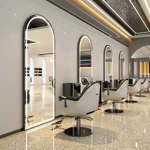 Espejo de Salón de Belleza con Soporte y Luz de Pared - Diseño Moderno para Barbería y Peluquería, Construcción de Vidrio Resistente - Product Image 3