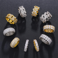 Anillo de Dedo de Alta Joyería Estilo Hip Hop Tipo Cubano Iced Out Bañado en Oro Plata de Ley 925 con Diamantes de Moissanita VVS para Hombre