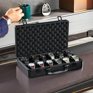 Luxury Protective 12 Slot Watch <b>Box</b> with Custom Logo Buckle Closure Wrist Watch Storage Case Gift <b>Box</b> - Product Image 2