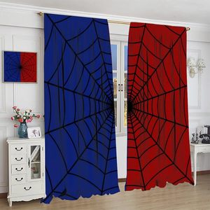 Cortinas de Ventana con Diseño de Telaraña de Superhéroe para Niños, Cortinas Negras con Diseño de Telaraña, Cortinas Rojas y Azules para Dormitorio de Niños y Niñas - Product Image 4