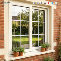 Ventana Abatible de Aluminio con Travesaño, Doble Acristalamiento con Aislamiento Térmico para Sala de Estar
