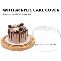 Plateau à gâteau en bois avec couvercle en acrylique, présentoir à desserts, support de rangement domestique, plateau à collations, assiette en bois massif, design moderne et minimaliste