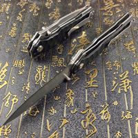 Lame en acier damas couteau pliant de chasse en plein air couteau de poche pour sauvetage auto-défense EDC survie