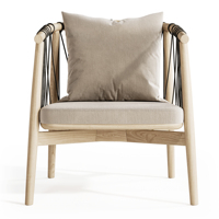Chaise en bois confortable IHLOS FURNITURE Silvano 07 avec dossier en rotin et housse en lin, mobilier de salle à manger moderne nordique pour la maison et les cafés