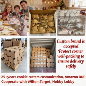 <span class=keywords><strong>Emporte</strong></span>-pièces de Noël en acier inoxydable de qualité alimentaire, formes étoile, bonhomme de neige, cloche, avec logo personnalisé, outil de pâtisserie pour biscuits de Noël - Product Image 5