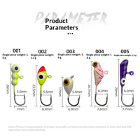 Kit de 30 leurres de pêche sur glace phosphorescents, 5 styles, 1,3-1,8g, hameçons à tête plombée en boîte, pour la pêche en eau douce en hiver (perche, crappie)