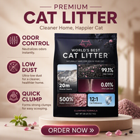 Litière pour chat en bentonite de sodium en gros, contrôle des odeurs, agglomération rapide, hautement absorbante, faible poussière, OEM ODM, litière en argile pour animaux de compagnie