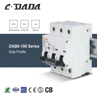 Disjoncteur miniature DAB6-100 3P (IEC/EN 60898-1) à prix d'usine Shanghai, protection contre les surcharges et les courts-circuits CDADA