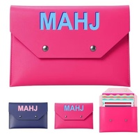 Sac de rangement pour Mahjong en cuir synthétique bleu roi, magnétique, étanche, pliable, avec porte-cartes, accessoire de table de jeu portable