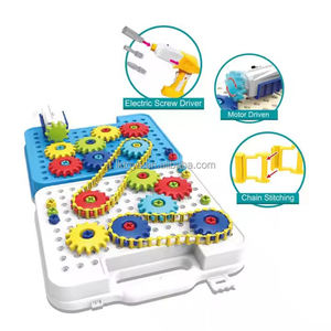 Lucky Toys à piles auto-assemblage boîte à outils ensemble jouets en plastique avec <span class=keywords><strong>206</strong></span> accessoires <span class=keywords><strong>bloc</strong></span> de construction pour enfants jouets - Product Image 2