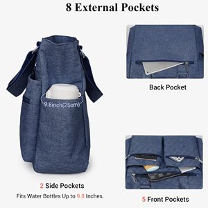 Bolso de Mano de Nailon para Mujer, Bolso Tote con Múltiples Bolsillos, Bolso Bandolera, Adecuado para Maestras, Uso Diario en la Escuela y la Oficina - Product Image 4