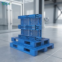 Palette en plastique robuste de grande taille et de qualité supérieure, palette en plastique à trois roulettes pour entrepôt et logistique