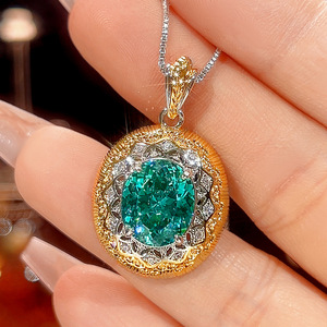 Fashion Jewelry <b>Set</b> 10*12-8*10mm Paraiba Green Zirconia <b>Necklace</b> <b>Earrings</b> <b>Set</b> - Product Image 5