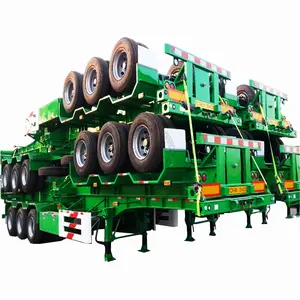 Semi-trailer Hot Selling China New 3 4-axis Flat Bed Using 20 40 60 Feet Flat Container Semi-trailer