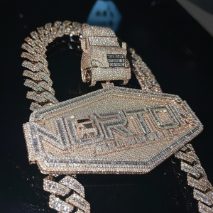 Moissanite en argent sterling personnalisé grand disque lettre plaqué or rose pendentif bijoux fins Hip Hop pendentif glacé pour OG - Product Image 1