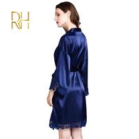 Robe de nuit en Satin Polyester, pyjamas à manches longues, pour la maison, pyjamas de demoiselle d'honneur, avec bande de dentelle, nouvelle collection