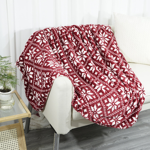 Christmas <strong>Throw</strong> Blanket | <strong>Red</strong> Snowflake Christmas Fleece Blanket | Soft, Plush, Warm Winter Cabin <strong>Throw</strong>, (<strong>Red</strong>/White Snowflake) - Product Image 2
