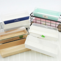 Grosir harga murah kotak sandwich kustom kotak deli kertas tiramisu kemasan plastik kotak makanan penutup untuk sandwich