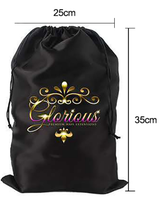 Sac à perruque en satin personnalisé, bonnet en satin et soie, sac d'emballage pour cheveux en soie personnalisé avec logo et bande élastique pour perruque frontale