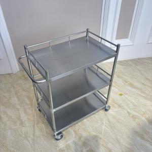 Chariot de soins infirmiers multifonctionnel pratique pour hôpital 4 roulettes en acier inoxydable Chariot médical robuste et durable pour une utilisation en hôtel - Product Image 4