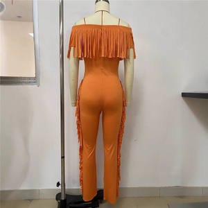 Monos y Rompers de Mujer con Hombros Descubiertos y <span class=keywords><strong>Flecos</strong></span>, Pantalones Largos de Moda con Borlas - Product Image 5