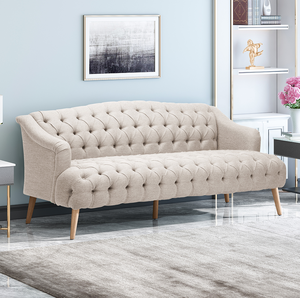 Cómodo Sofá Cama Cuadrado Convertible de 3 Plazas con Patas de Madera para Apartamentos y Hoteles - Product Image 1