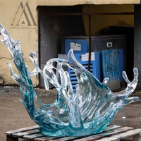 Sculpture d'eau en cristal synthétique transparent de grande taille, œuvre d'art décorative moderne, centre de table pour villa