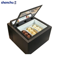 Vitrine Réfrigérée Ouverte pour Gelato à Refroidissement Direct, Présentoir de Comptoir pour Crèmes Glacées, Idéal pour les Boutiques de Desserts et de Bubble Tea