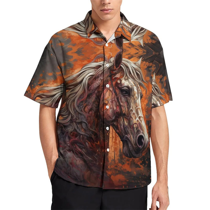 Hip Hop personalizzato cavallo 3D stampato camicie da uomo
