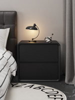 Table de chevet moderne et simple en cuir souple avec plateau en bois massif, 2 tiroirs, design anti-basculement, armoire de rangement écologique pour chambre à coucher
