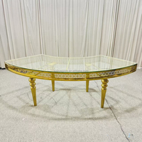 Table de réception ronde en acier inoxydable doré, demi-lune, pour mariage, événement, table ronde en forme de S, table de mariage serpentine de qualité