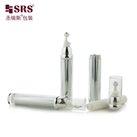 Flacon à pompe sans air en acrylique de 10 ml et 15 ml, couleur argent brillant personnalisée, pour crème pour les yeux