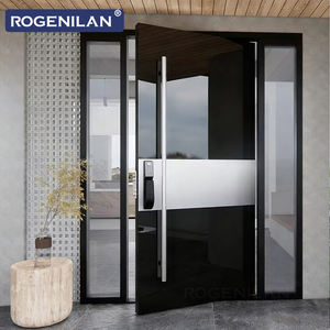 ROGENILAN, fournisseur chinois, portes <span class=keywords><strong>d</strong></span>'<span class=keywords><strong>entrée</strong></span> extérieures en aluminium pivotantes, résistantes aux ouragans, avec panneau miroir, <span class=keywords><strong>porte</strong></span> de sécurité - Product Image 3