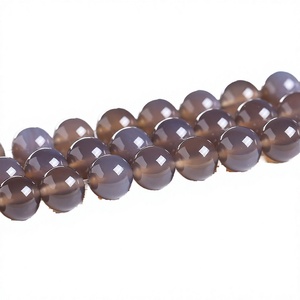 Cuentas Redondas de Ágata Gris Natural de 4/6/8/10/12/14 MM, Facetadas, Sueltas, Semiterminadas, Hechas a Mano, para la Fabricación de Joyas - Product Image 3