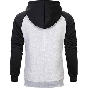Wielsscca Mens Hoodie <b>Raglan</b> Sleeve Fleece Color Block Long Sleeve Sweatshirt With Pocket Casual <b>Top</b> Breathable - Product Image 4