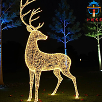 Riesige LED-Weihnachtsschlitten- und Rentier-Laterne für öffentliche Plätze, Outdoor-Feiertagsdekoration, Seidenkunst-Landschaftsset