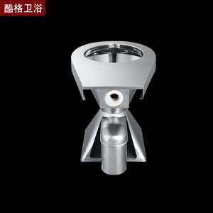 WC monobloc en acier inoxydable à fixation au sol, chasse d'eau par gravité, facile à nettoyer, pour toilettes publiques - Product Image 3