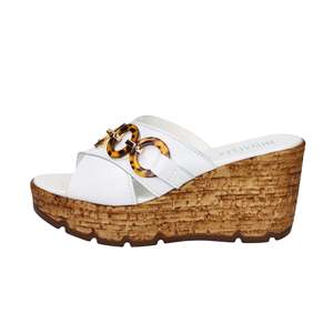Sandalo con Zeppa Novaflex da Donna Verceia in Pelle Bianca con Tacco in Sughero per l'Estate - Product Image 1