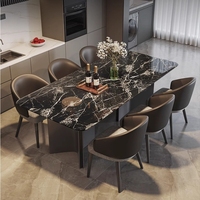 Table à Manger de Luxe Européenne en Marbre, Style Royal Français, en Métal, Extensible pour Maison, Villa, Appartement ou Mobilier de Restaurant
