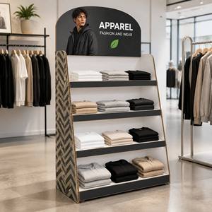 Support d'affichage en carton FUSSEN pour t-shirts et vêtements, présentoir de comptoir portable, montage facile pour les magasins de détail - Product Image 3