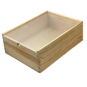 Solid Wood Storage Box Rectangle Pine Wood Acrylic Lid Natural Color <b>Drawer</b> Style Organizer - Product Image 5